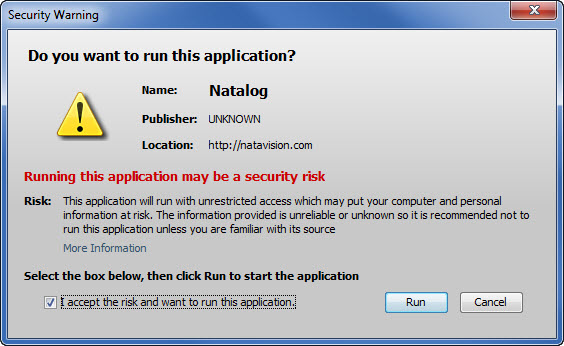 Natalog security warning