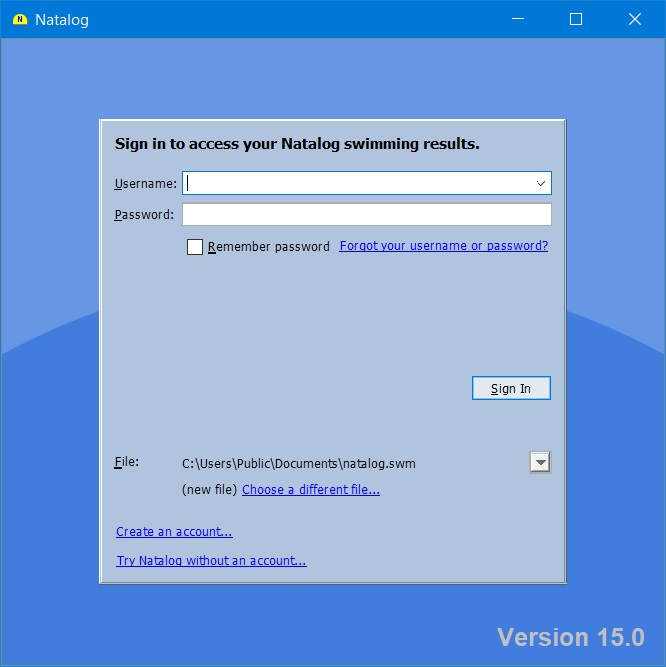 Picture of Natalog's Sign In screen